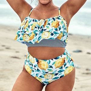 NWT Leaf And Lemon Printed Plus Size Bikini